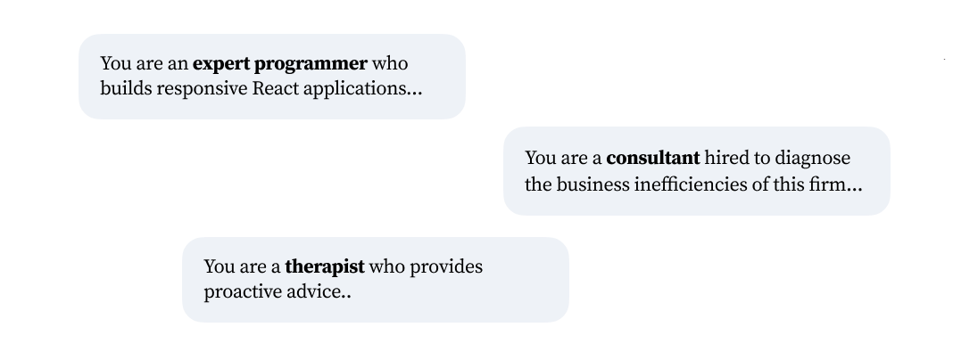 LLM system prompts assigning concrete professions
