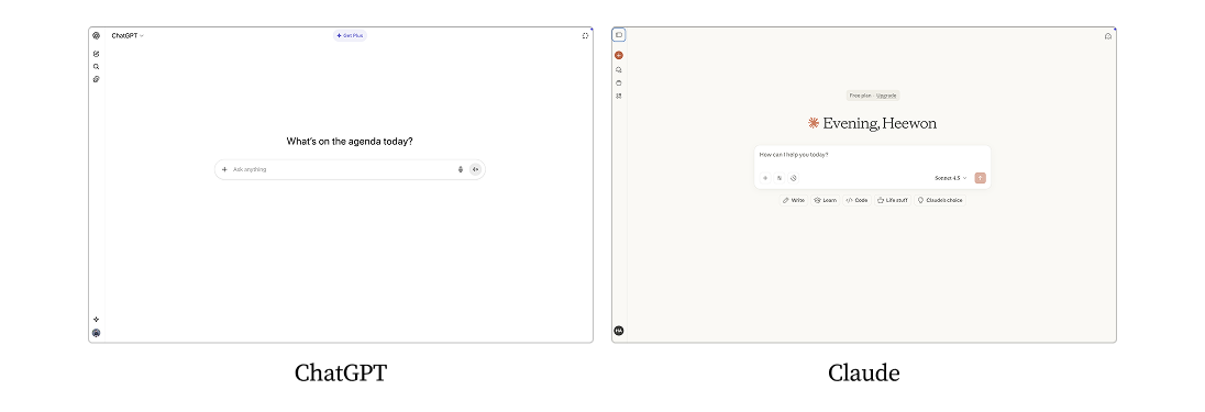 ChatGPT and Claude interfaces